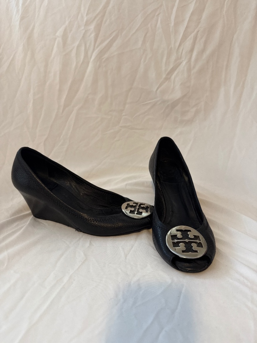 Black Tory Burch Toe Wedge Heel
